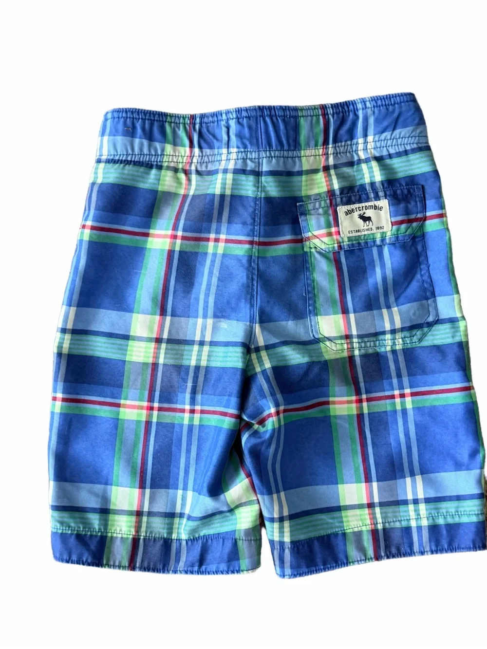 Abercrombie Kids Plaid Swim Board Shorts Blue Green Red Small